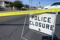 Lanes were still blocks on Tropicana Avenue as of 10 a.m. Saturday morning. (Bryan Horwath/Las ...