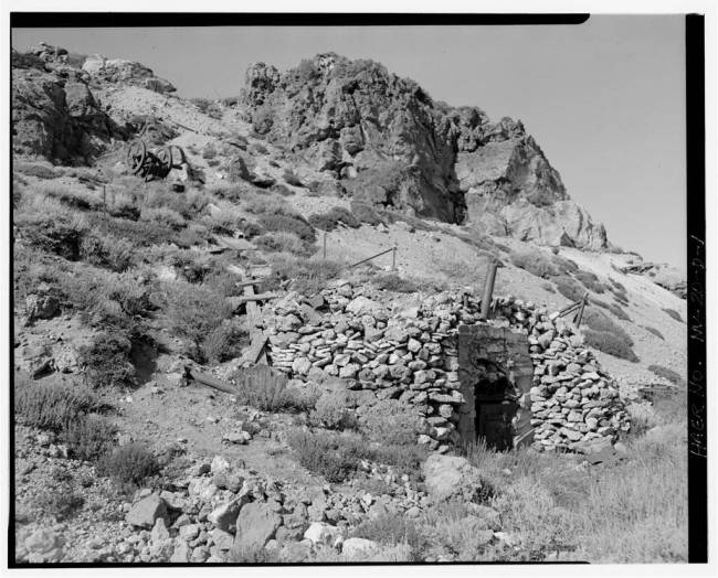 A view of the McCormick Group mercury retort along the east slope of Buckskin Mountain in Parad ...