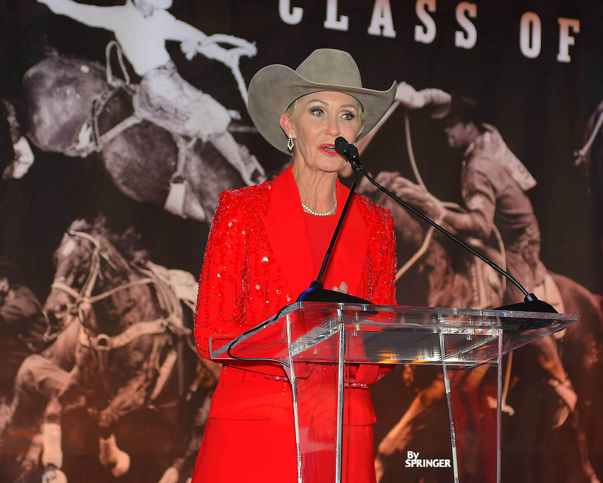 Pam Minick was inducted into the ProRodeo Hall of Fame on July 12, 2025. (WPRA photo by Kenneth ...