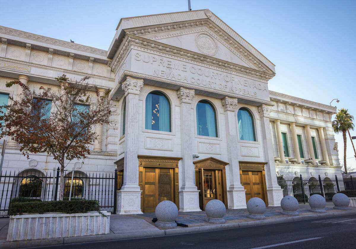 The exterior of the Nevada Supreme Court is seen Wednesday, Dec. 3, 2025 in Las Vegas. (Benjami ...