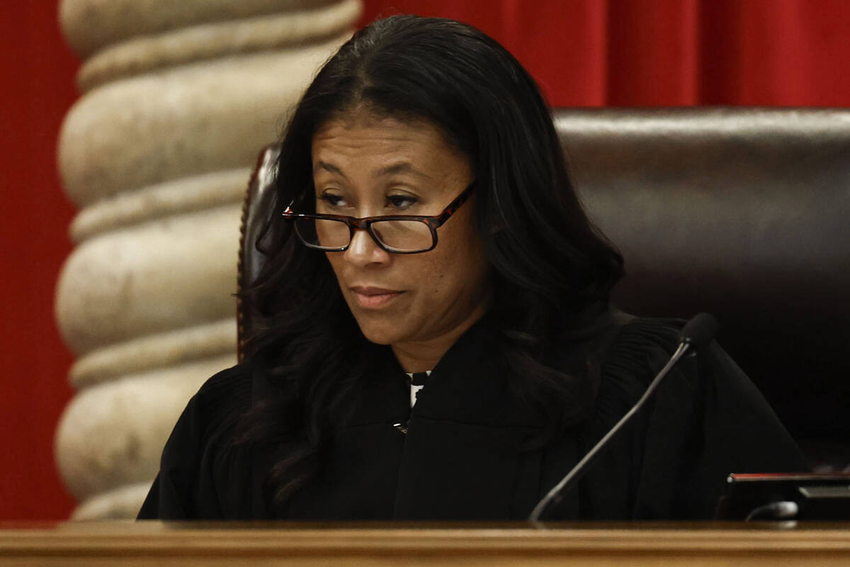Associate Justice Patricia Lee hears oral arguments at the Nevada Supreme Court Wednesday, Dec. ...
