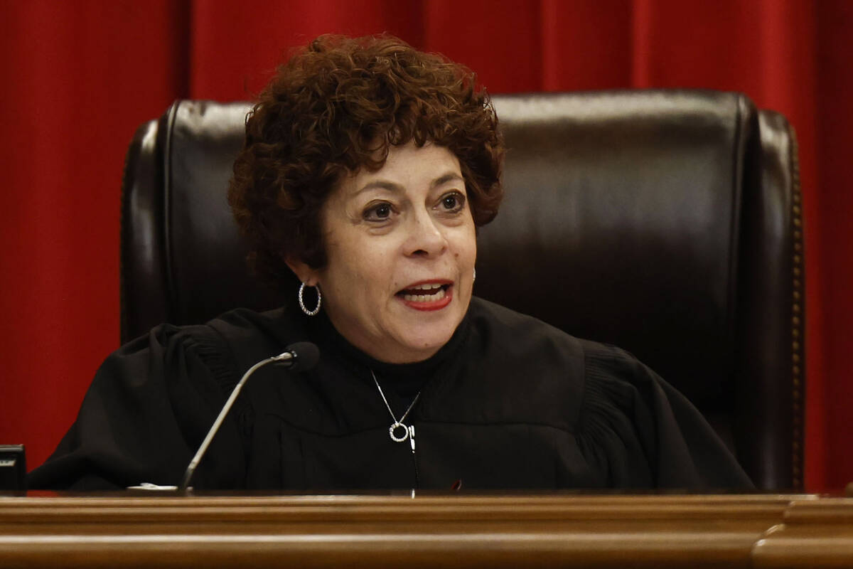Justice Elissa F. Cadish hears oral arguments at the Nevada Supreme Court Wednesday, Dec. 3, 20 ...