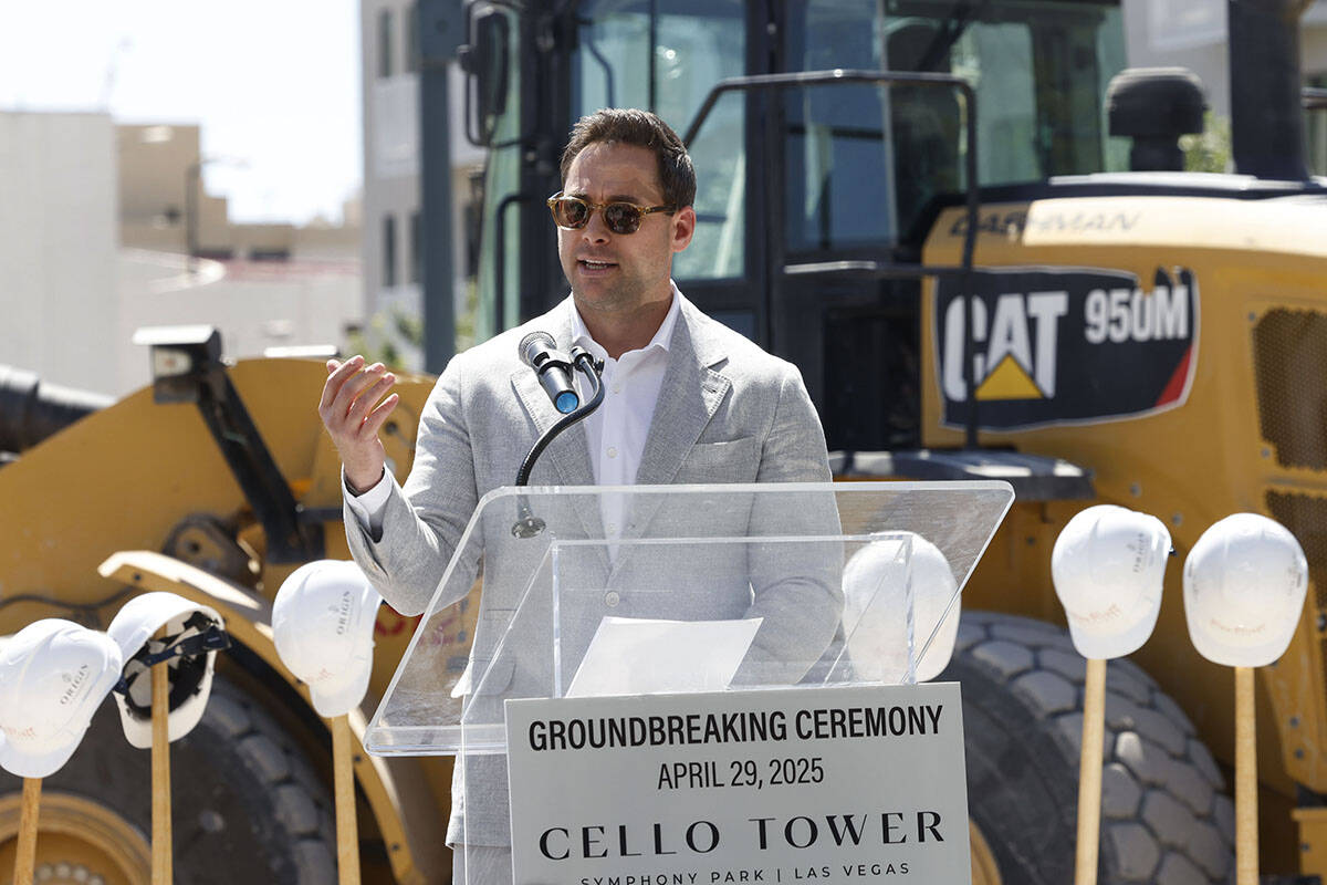 Las Vegas developer Patrick Brennan speaks during a groundbreaking ceremony for the new high-ri ...