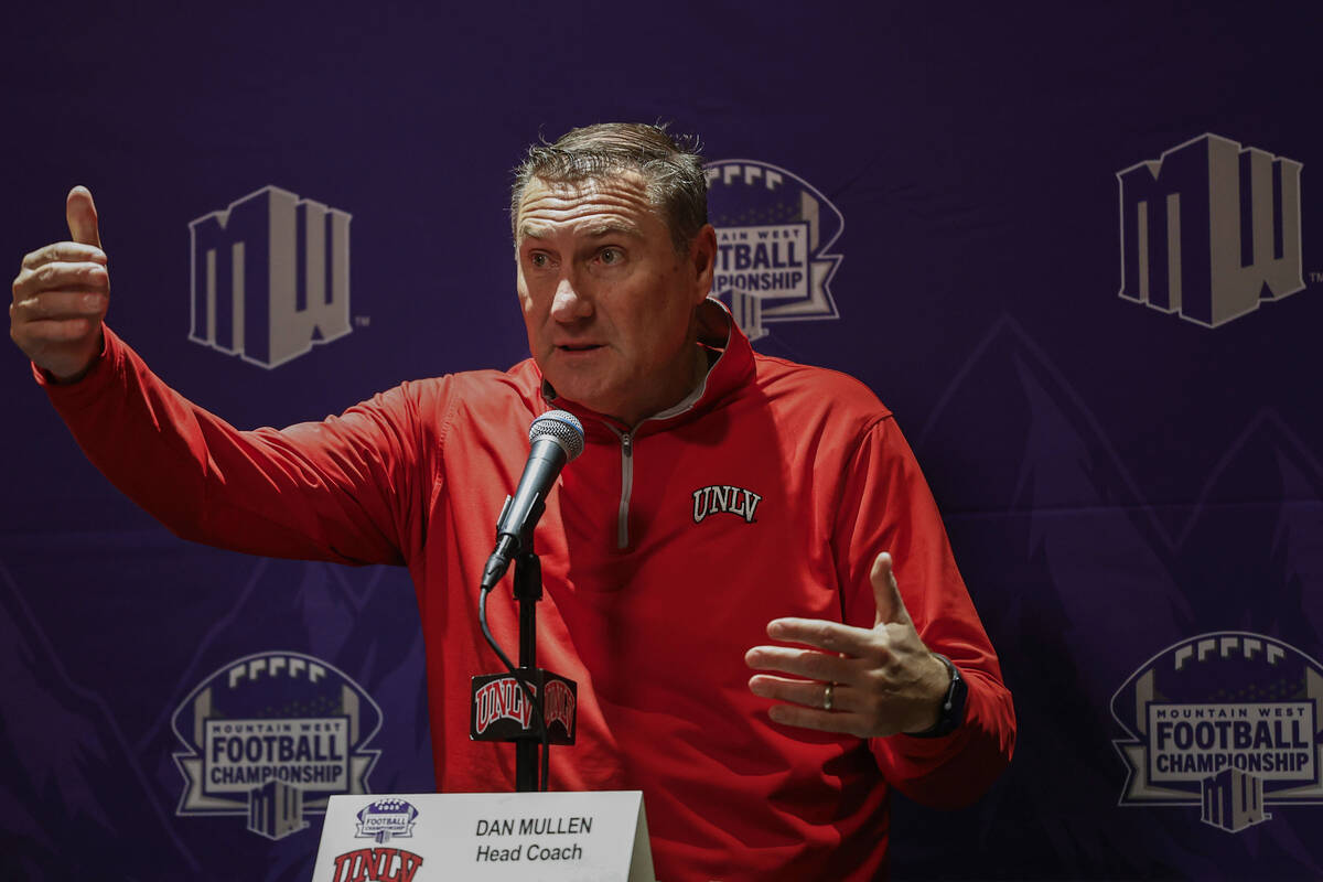 UNLV head football coach Dan Mullen speaks to the media at the Fertitta Football Complex at UNL ...