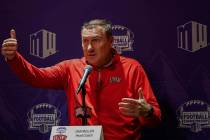 UNLV head football coach Dan Mullen speaks to the media at the Fertitta Football Complex at UNL ...