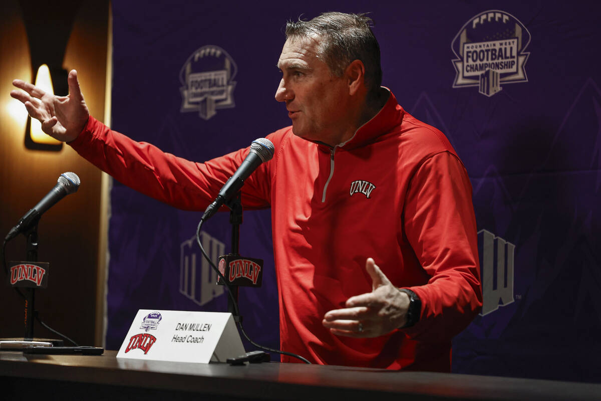 UNLV head football coach Dan Mullen speaks to the media at the Fertitta Football Complex at UNL ...