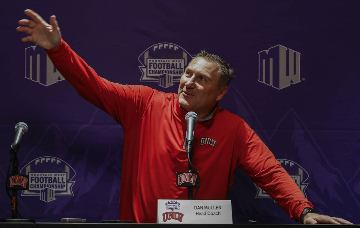 UNLV head football coach Dan Mullen speaks to the media at the Fertitta Football Complex at UNL ...
