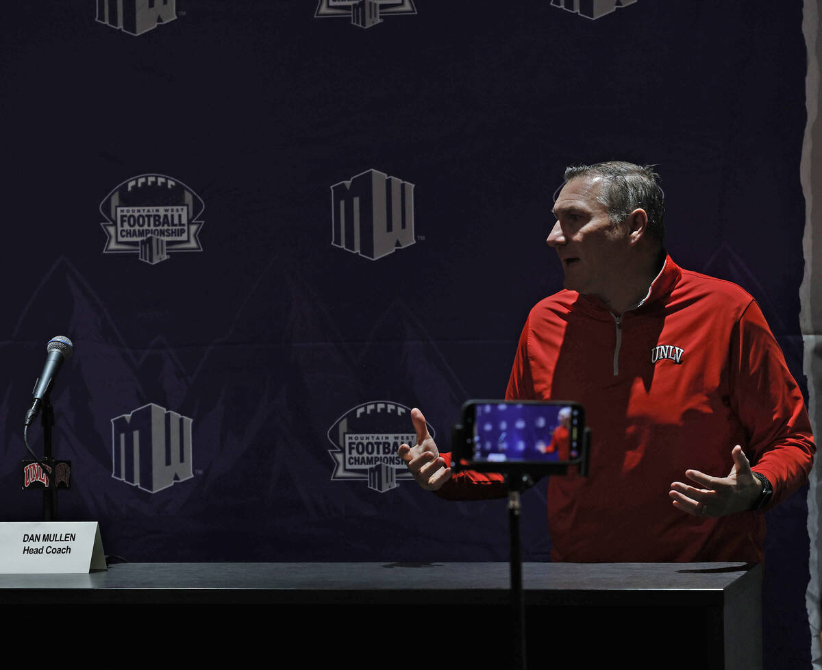 UNLV head football coach Dan Mullen speaks to the media at the Fertitta Football Complex at UNL ...