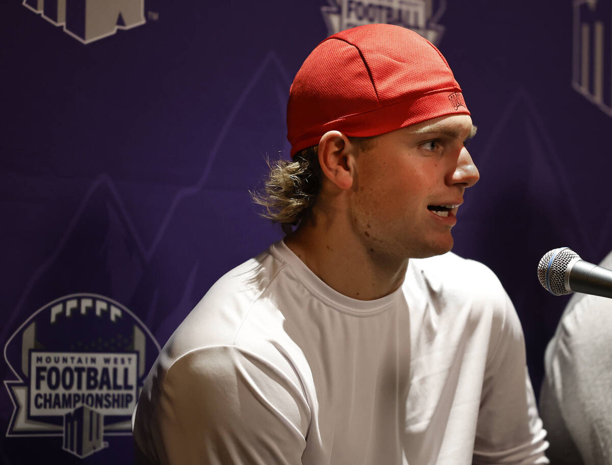 UNLV quarterback Anthony Colandrea speaks to the media at the Fertitta Football Complex at UNLV ...
