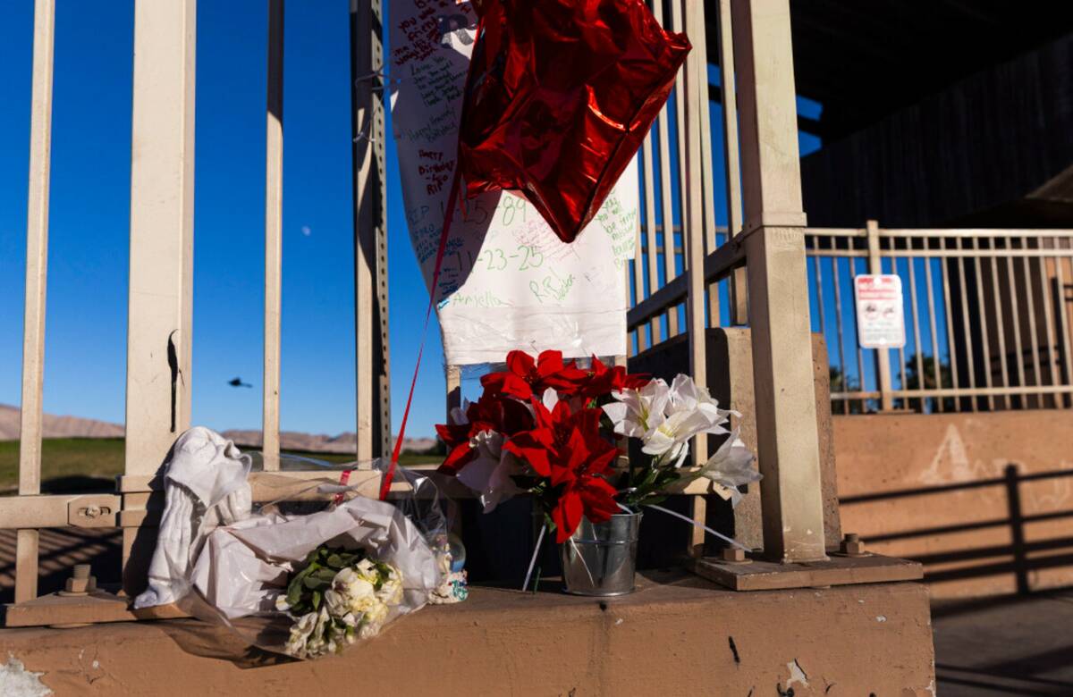 A memorial for Jon Silk, a pedestrian who was struck and killed by a truck last month, is seen ...