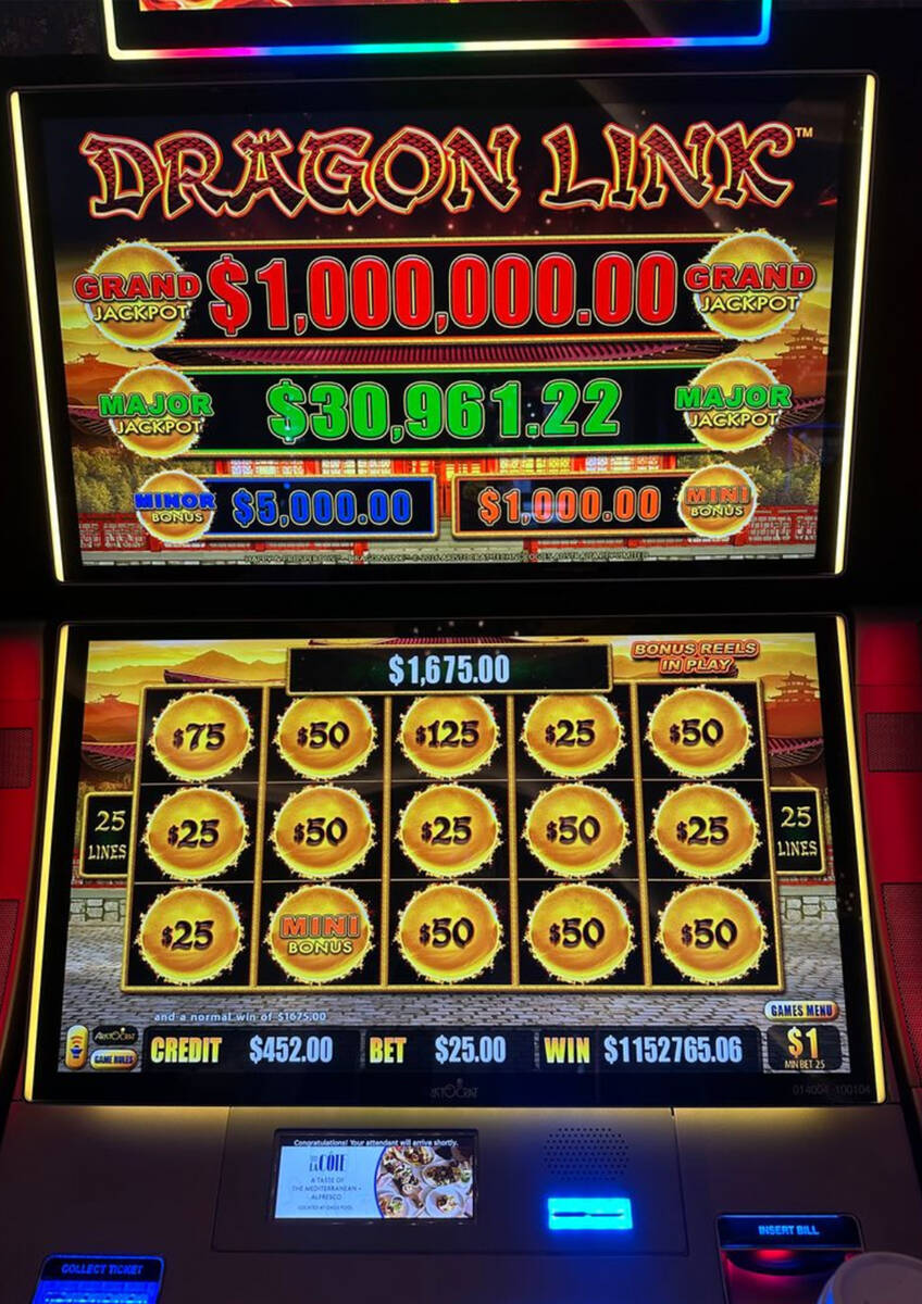 A guest at Fontainebleau Las Vegas won more than $1 million on a Dragon Link machine on Thanksg ...