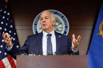 Nevada Gov. Joe Lombardo addresses the media during a press conference on the state’s ongoing ...