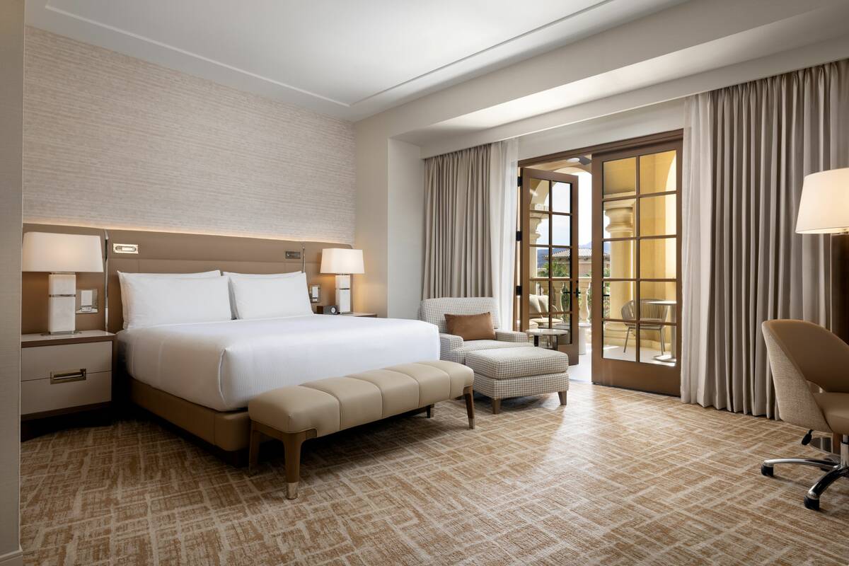 A newly remodeled king room with patio at Green Valley Ranch, which recently finished renovatin ...