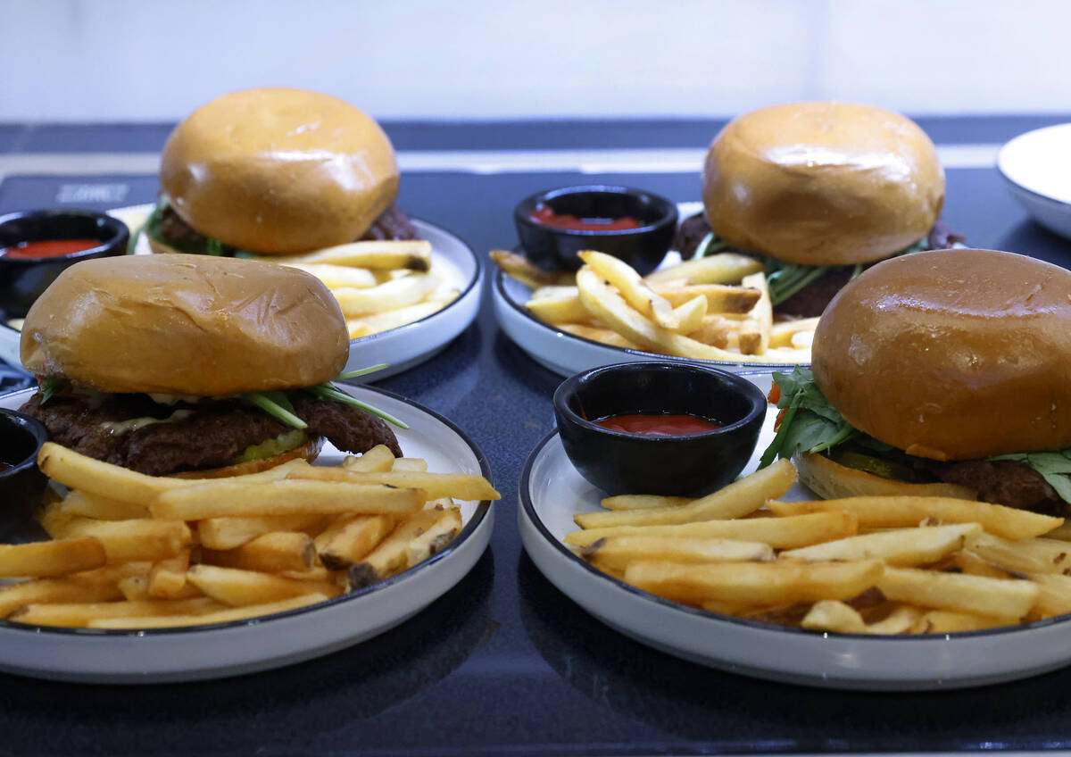 Sapphire burgers and fries are seen at the newly opened Chase Sapphire-branded airport lounge a ...