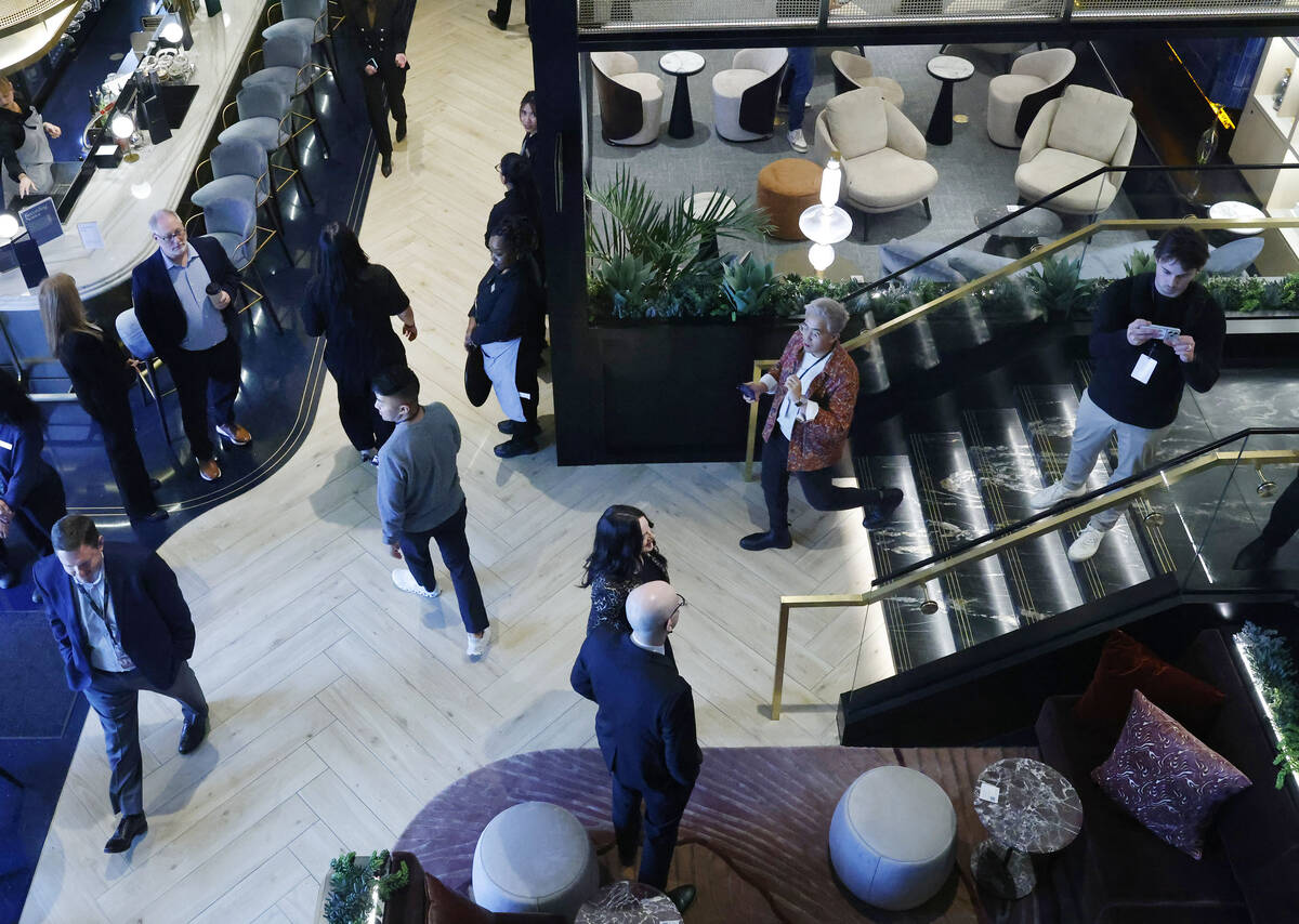 Guests arrive at the newly opened Chase Sapphire-branded airport lounge is seen at Harry Reid I ...