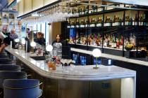 A bar at the newly opened Chase Sapphire-branded airport lounge is seen at Harry Reid Internati ...