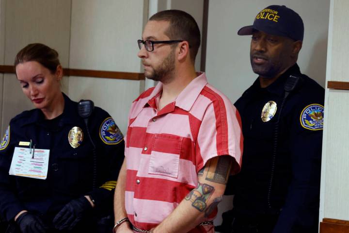 Anthony Coffield, 35, a CCSD teacher charged with sexual assault, is led into a courtroom at He ...