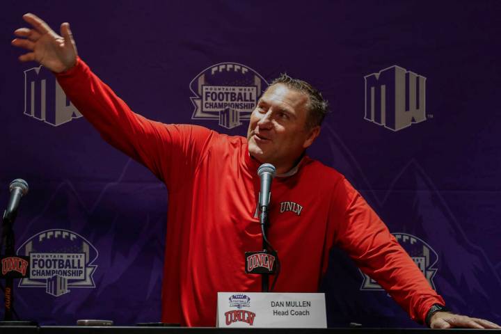 UNLV head football coach Dan Mullen speaks to the media at the Fertitta Football Complex at UNL ...