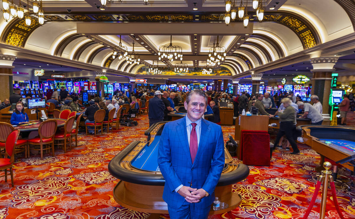 South Point general manager Ryan Growney stands by the table games pit within the casino on Fri ...