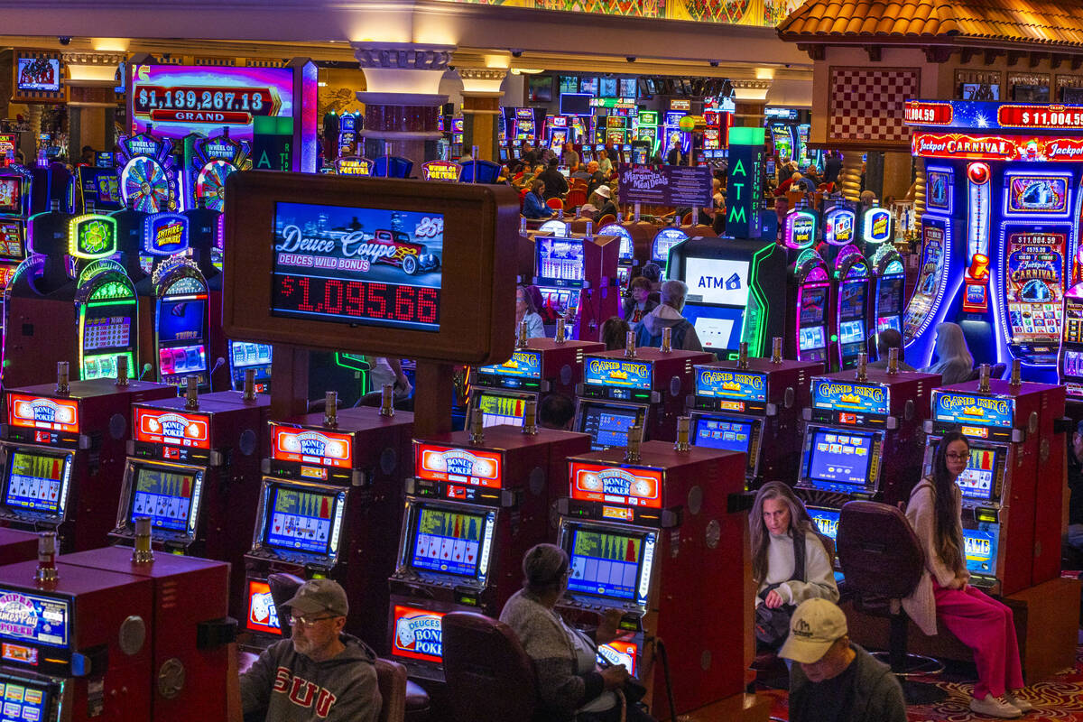 People play slots and table games within the South Point on Friday, Nov. 14, 2025, in Las Vegas ...