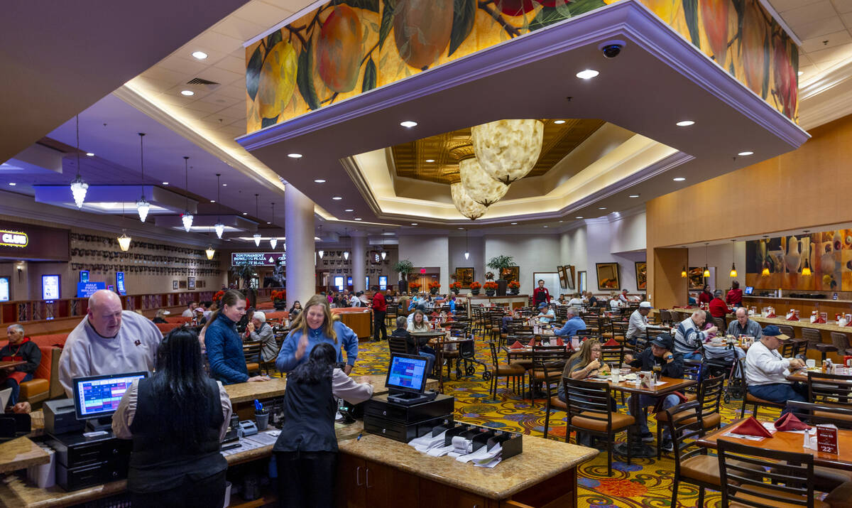 People pay their checks as others enjoy a meal at the Coronado Cafe within the South Point on F ...