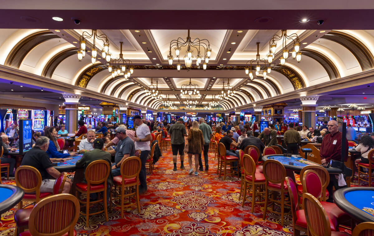 People play table games within the South Point on Friday, Nov. 14, 2025, in Las Vegas. (L.E. Ba ...