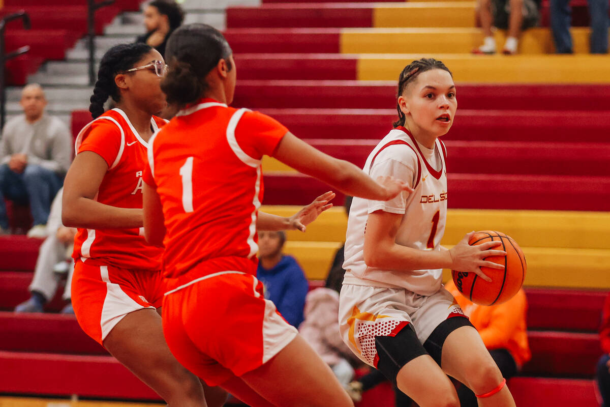 Del Sol guard Ricana Taylor (1) looks to pass the ball during a high school basketball game bet ...