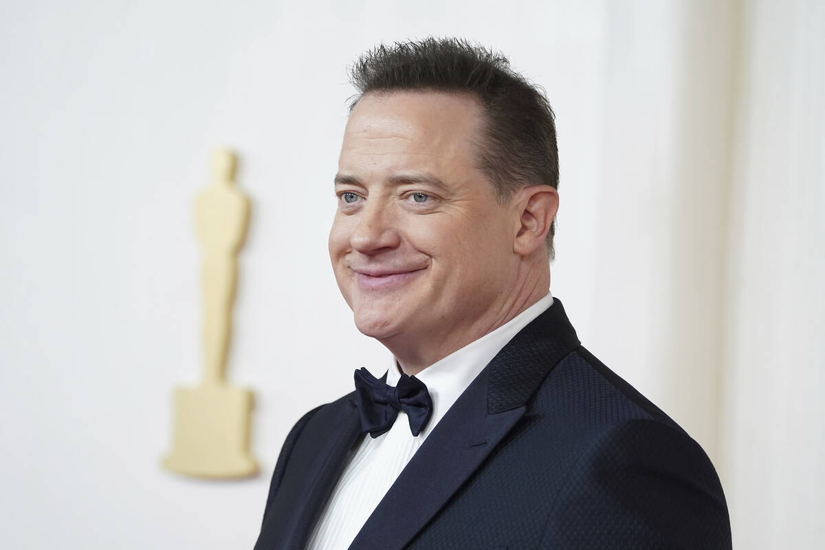 Brendan Fraser arrives at the Oscars on Sunday, March 10, 2024, at the Dolby Theatre in Los Ang ...