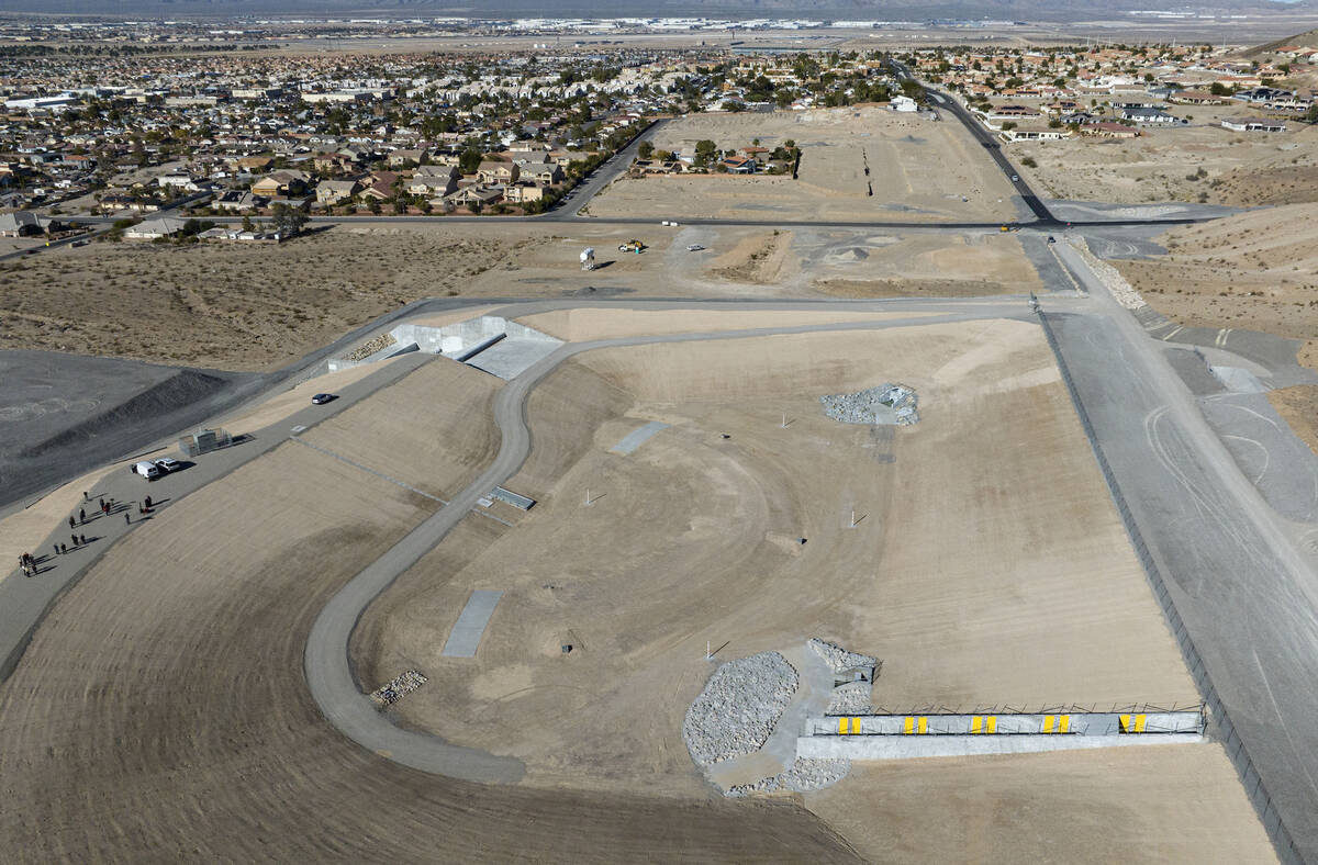 The Jim McGaughey Detention Basin, a new retention basin built to mitigate flooding issues in e ...