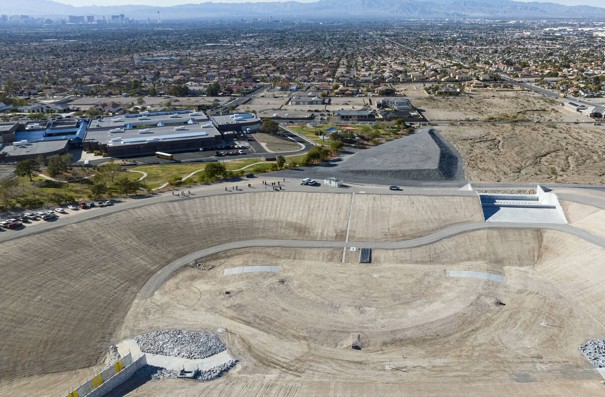 The Jim McGaughey Detention Basin, a new retention basin built to mitigate flooding issues in e ...