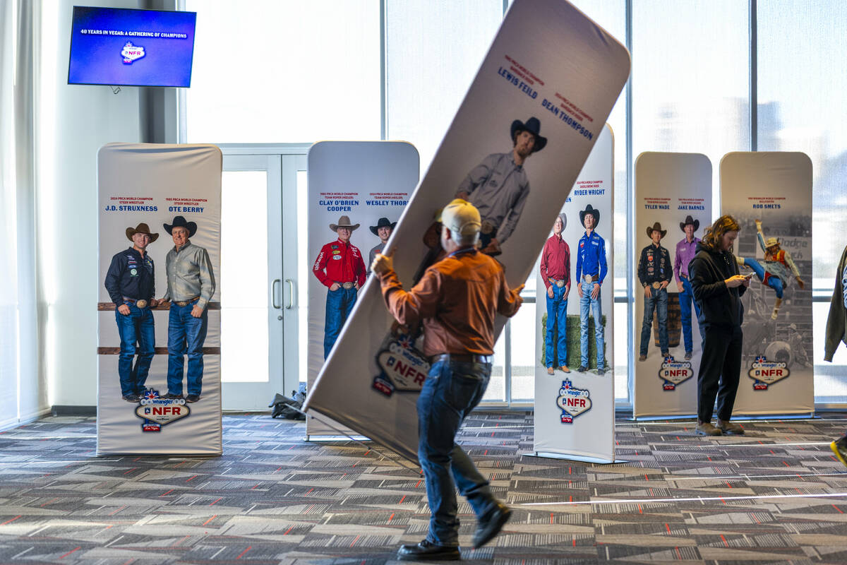 Placards of current and former world champions are assembled during "2025: 40 Years in Veg ...