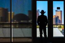 A cowboy checks out the skyline during "2025: 40 Years in Vegas: A Gathering of Champions& ...