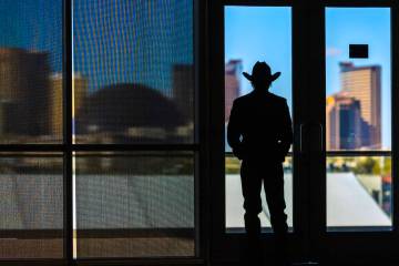 A cowboy checks out the skyline during "2025: 40 Years in Vegas: A Gathering of Champions& ...