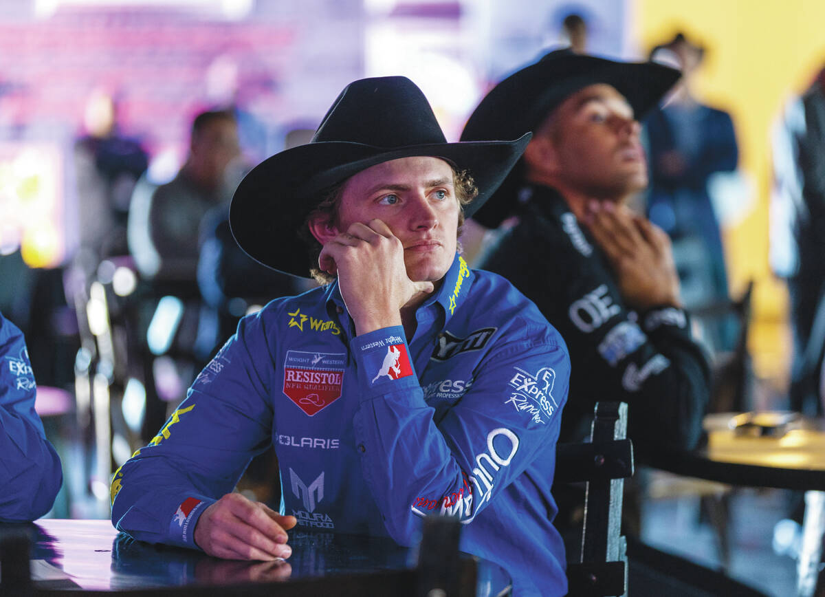 Saddle bronc champ Ryder Wright listens in during "2025: 40 Years in Vegas: A Gathering of ...
