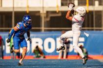 UNLV wide receiver DeAngelo Irvin Jr. (4) catches a pass during the game against Boise State on ...