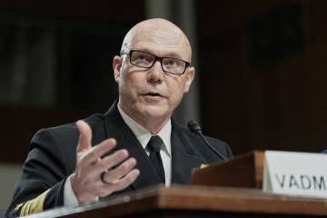 FILE - Admiral Frank M. Bradley testifies during a Senate Armed Services Committee hearing to e ...