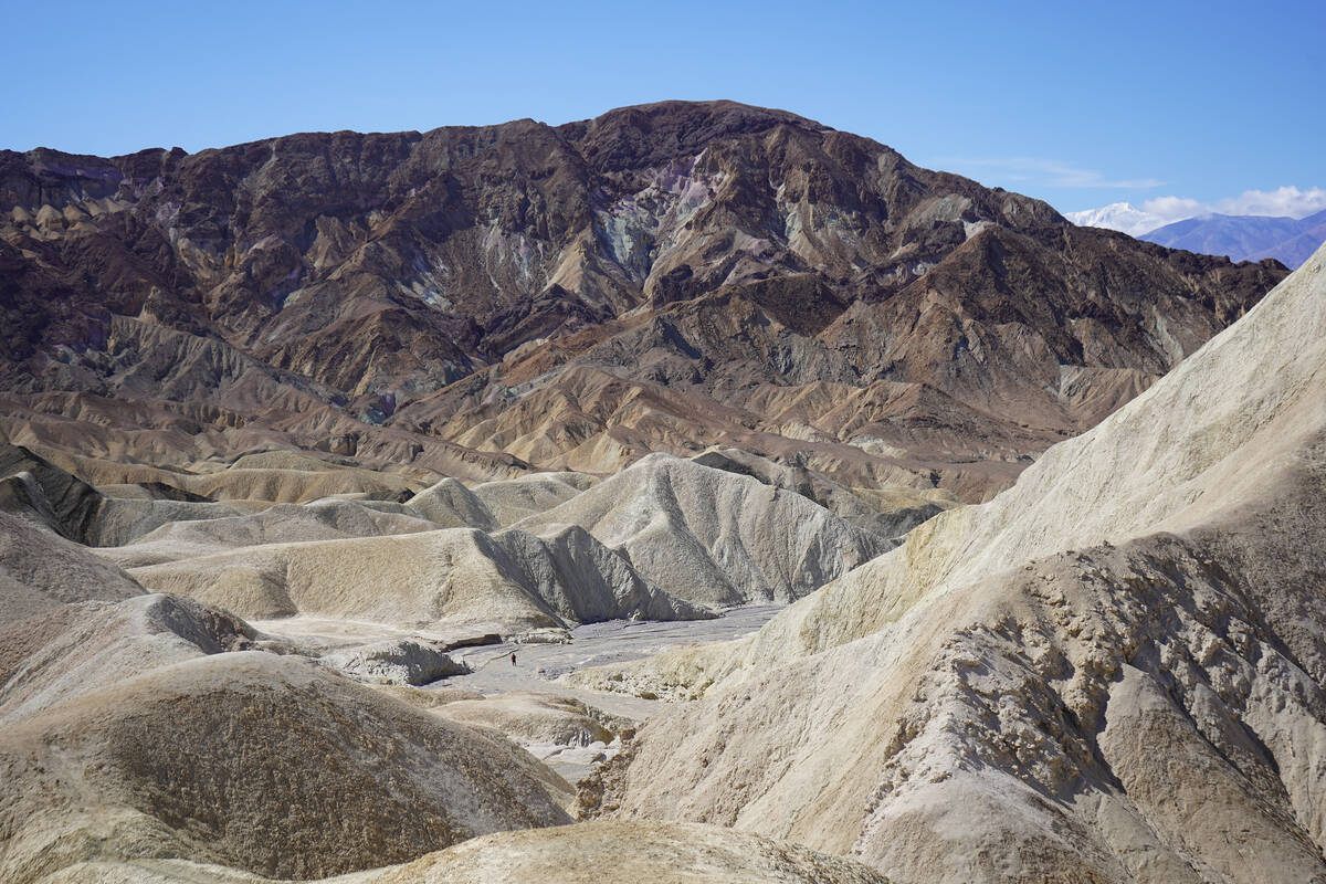 The Death Valley trails beneath Zabriskie Point allow visitors to step into an ancient lakebed ...