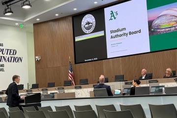 Athletics vice chairman Sandy Dean addresses the Las Vegas Stadium Authority on Thursday, Dec. ...
