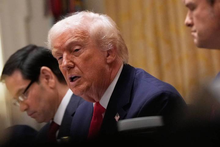 President Donald Trump speaks during a Cabinet meeting at the White House, Tuesday, Dec. 2, 202 ...