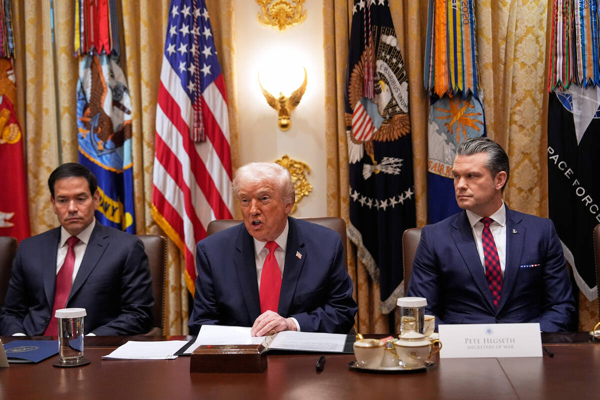 President Donald Trump speaks during a Cabinet meeting at the White House, Tuesday, Dec. 2, 202 ...