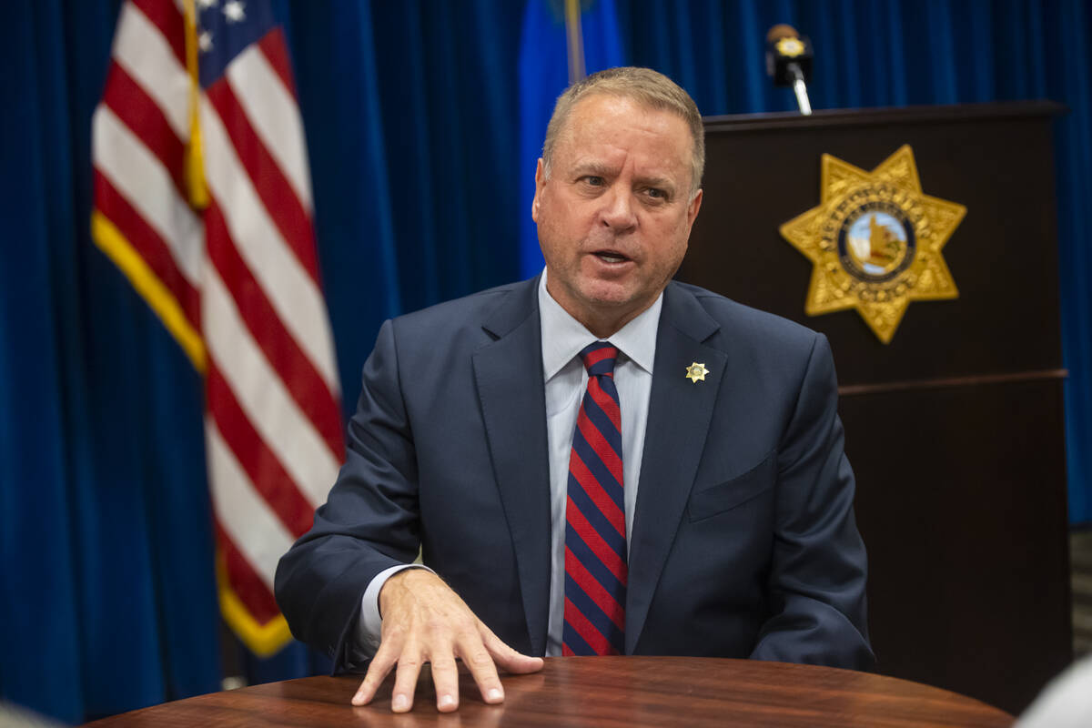 Sheriff Kevin McMahill speaks during an interview with the Review-Journal at Metropolitan Polic ...