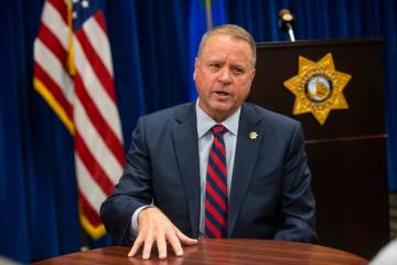 Sheriff Kevin McMahill speaks during an interview with the Review-Journal at Metropolitan Polic ...