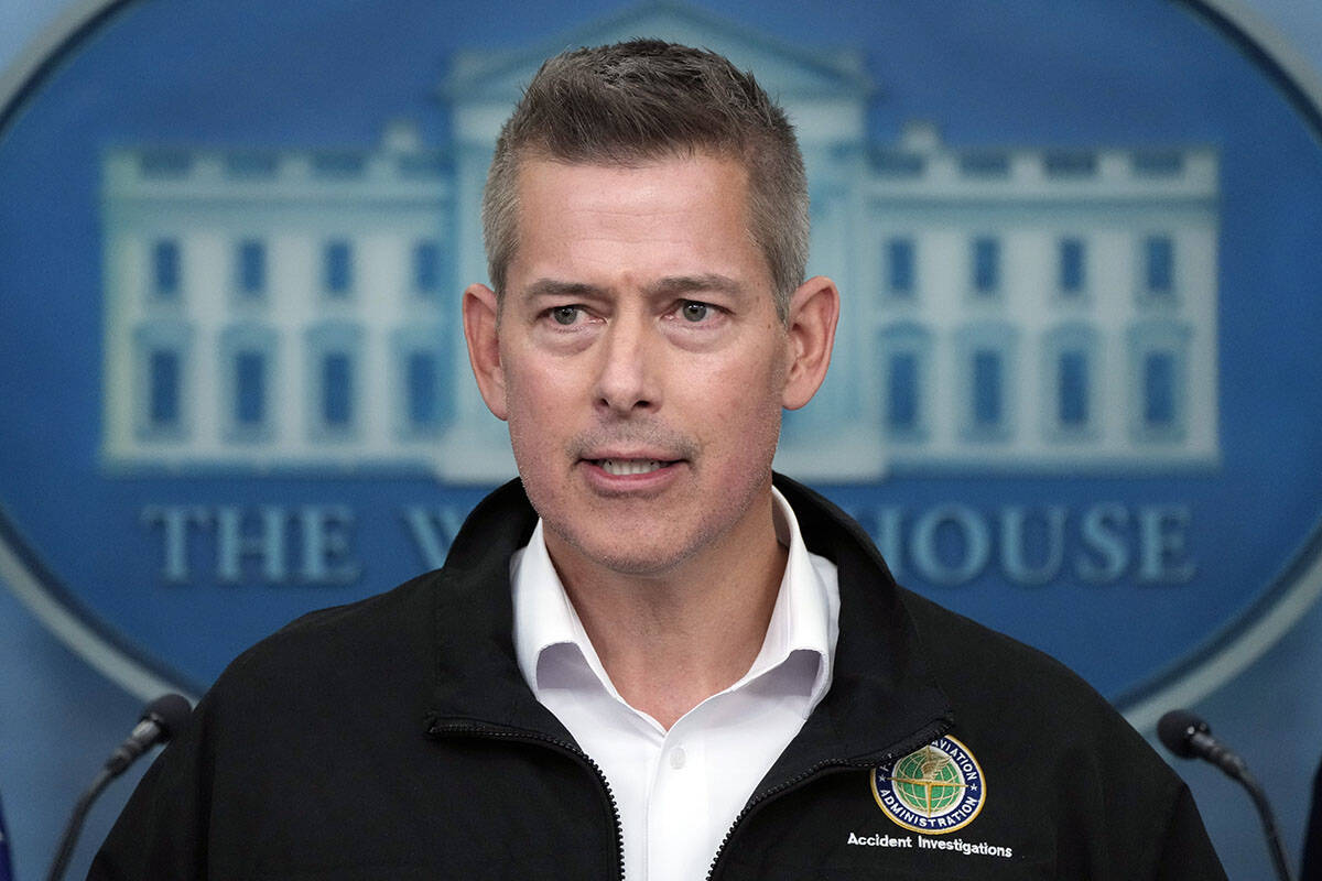 Transportation Secretary Sean Duffy speaks in the James Brady Press Briefing Room at the White ...