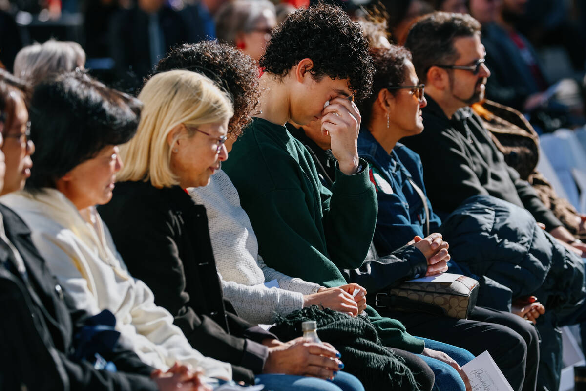 Family and loved ones of the professors who were killed in a 2023 shooting on campus listen to ...