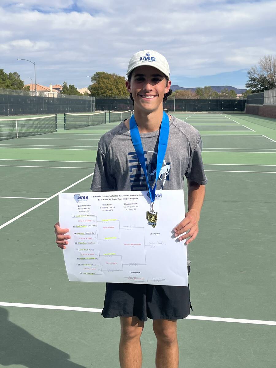 The Meadows' Jacob Garber is a member of the Nevada Preps All-Southern Nevada boys tennis team. ...