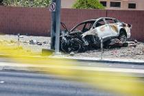 A woman died in a single-car fatal crash near the 215 Beltway in Las Vegas in June 2024. (Las V ...