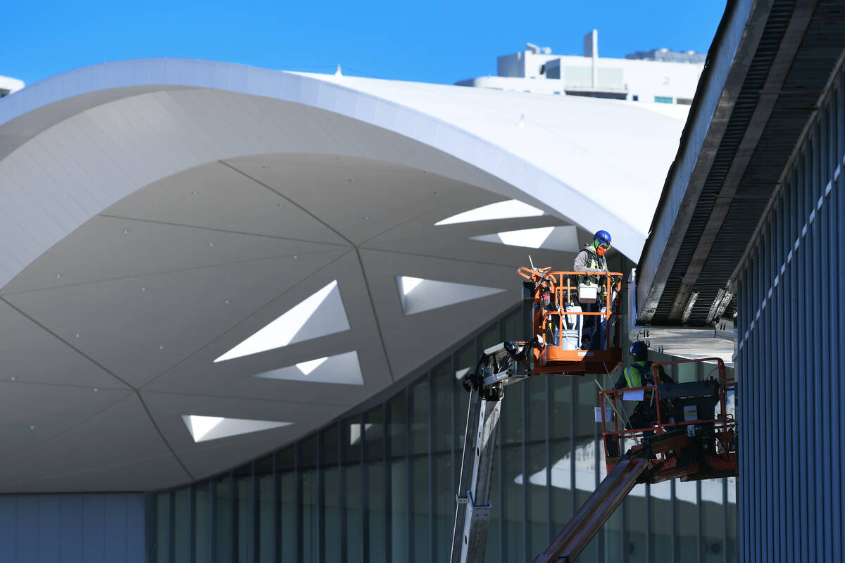 Construction work continues on the Las Vegas Convention Center Central and South Halls Thursday ...