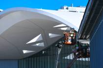 Construction work continues on the Las Vegas Convention Center Central and South Halls Thursday ...