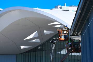 Construction work continues on the Las Vegas Convention Center Central and South Halls Thursday ...