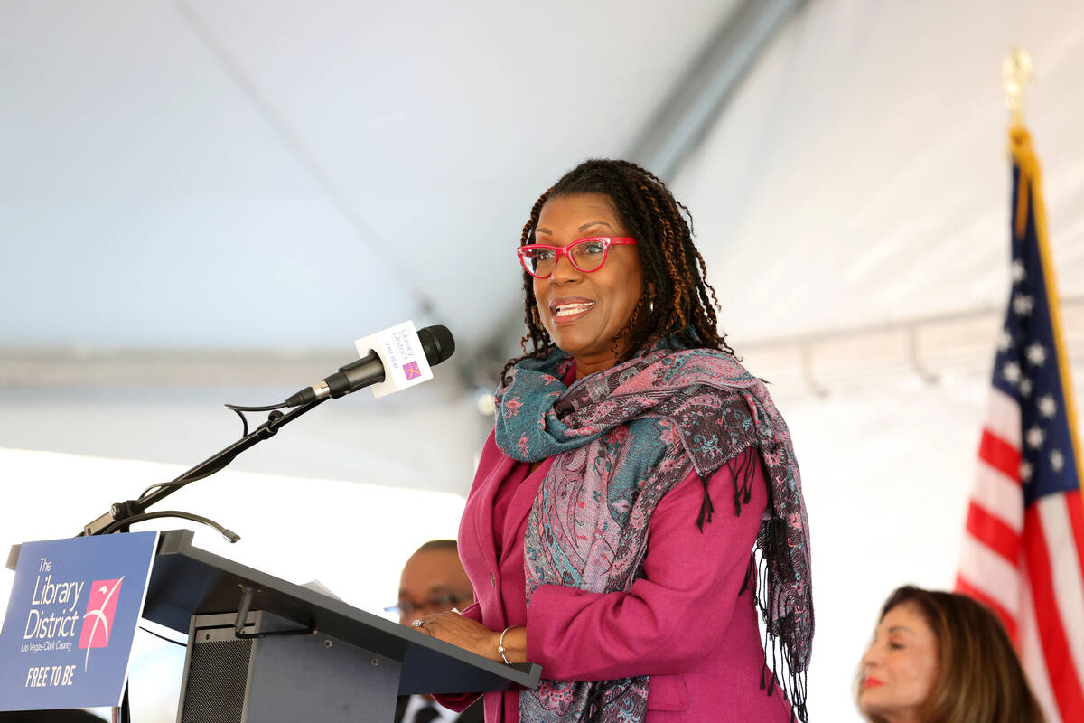 Las Vegas City Councilwoman Shondra Summers-Armstrong speaks during the grand opening of the ne ...